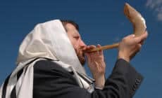 Blowing a shofar